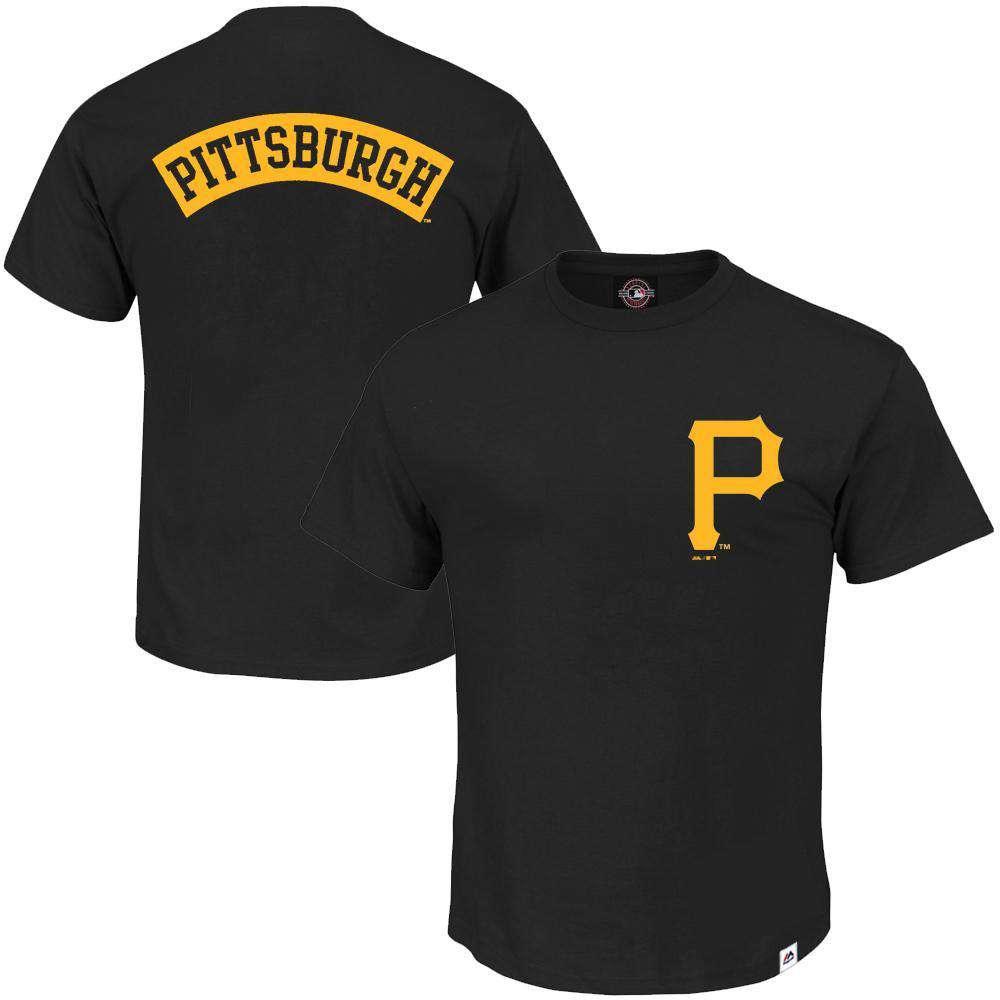 Majestic Athletic T-Shirts Pittsburgh Pirates Majestic MLB Finter T-Shirt - Black