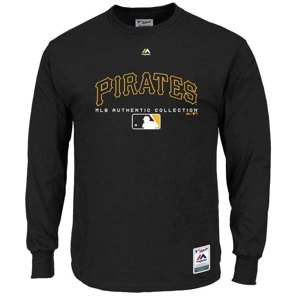 Majestic Athletic Long Sleeve Tees Pittsburgh Pirates Majestic MLB Team Drive Long Sleeve T-Shirt -Black