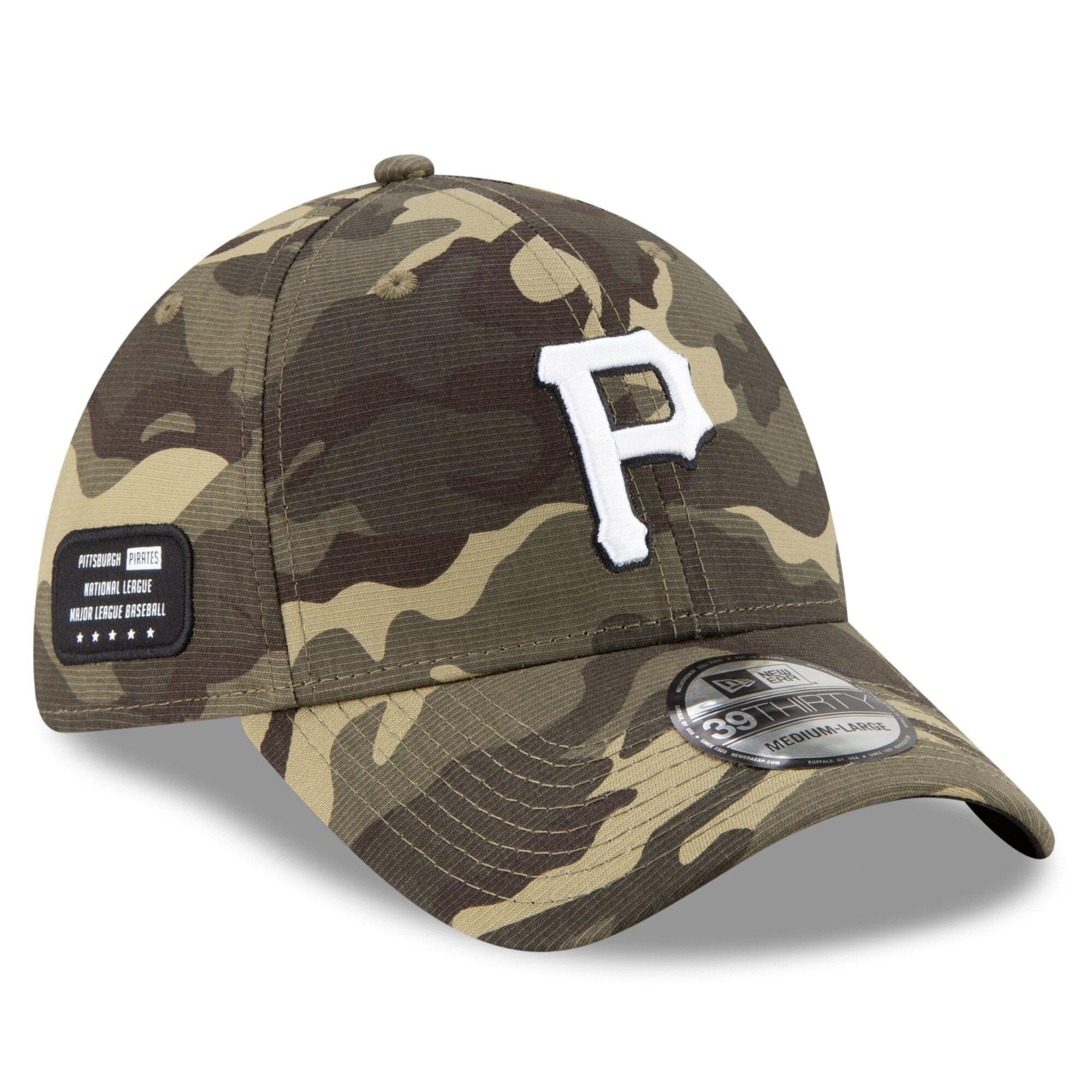 New Era Caps Pittsburgh Pirates New Era MLB 2021 Armed Forces 39THIRTY Flex Fit Curve Hat - Camo