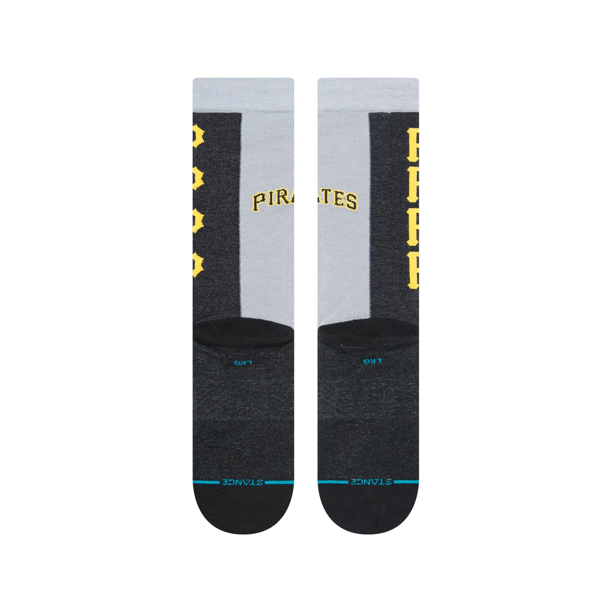 Stance Socks Large (9-12 US) Pittsburgh Pirates Stance MLB Grey Split Crew Socks - Black