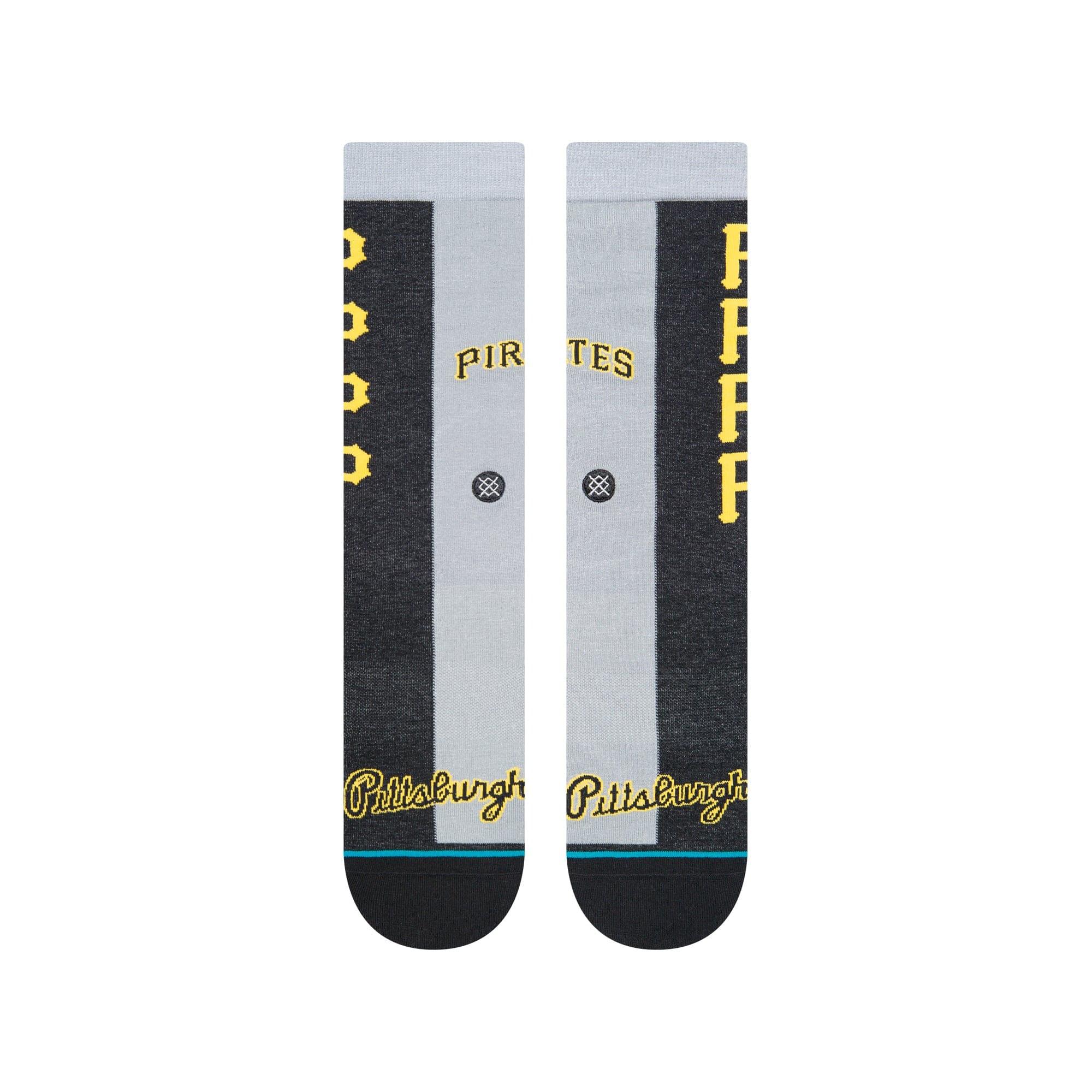 Stance Socks Large (9-12 US) Pittsburgh Pirates Stance MLB Grey Split Crew Socks - Black