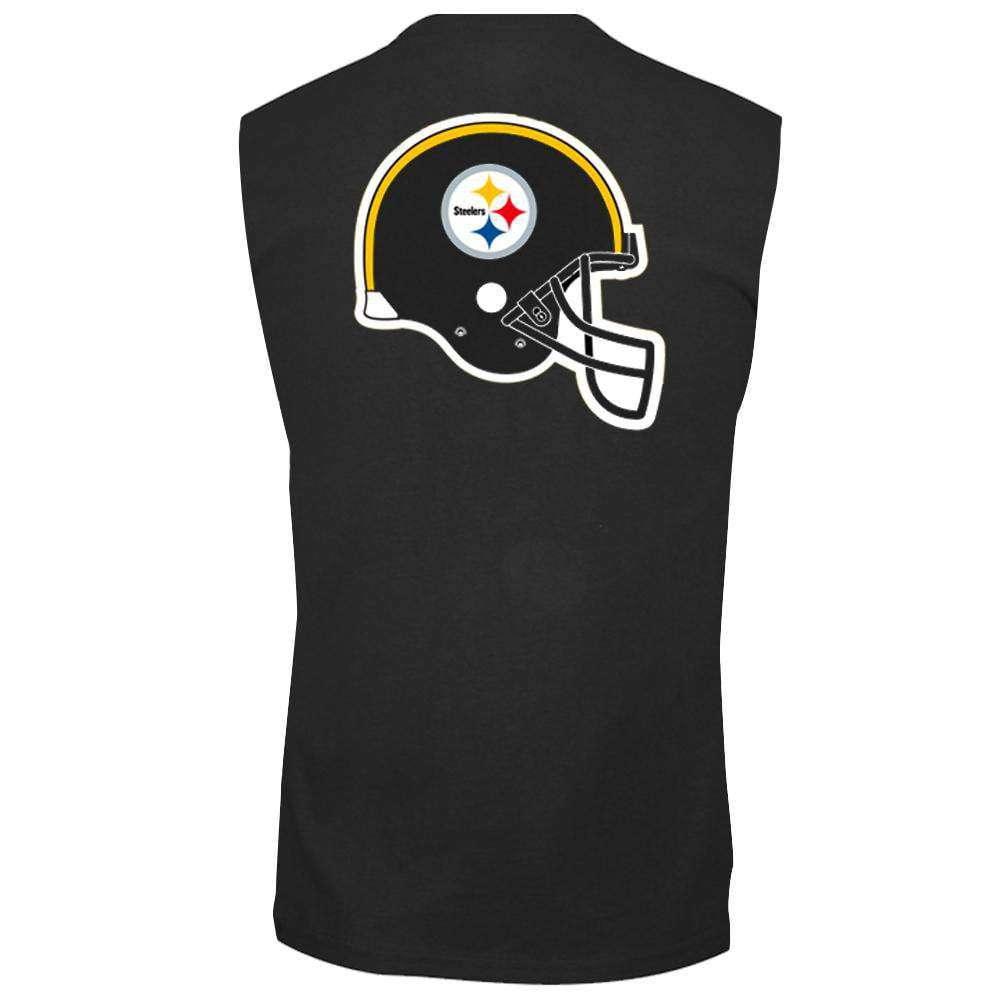 Majestic Athletic T-Shirts Pittsburgh Steelers Majestic NFL Helmet Logo Sleeveless Muscle T-Shirt - Black