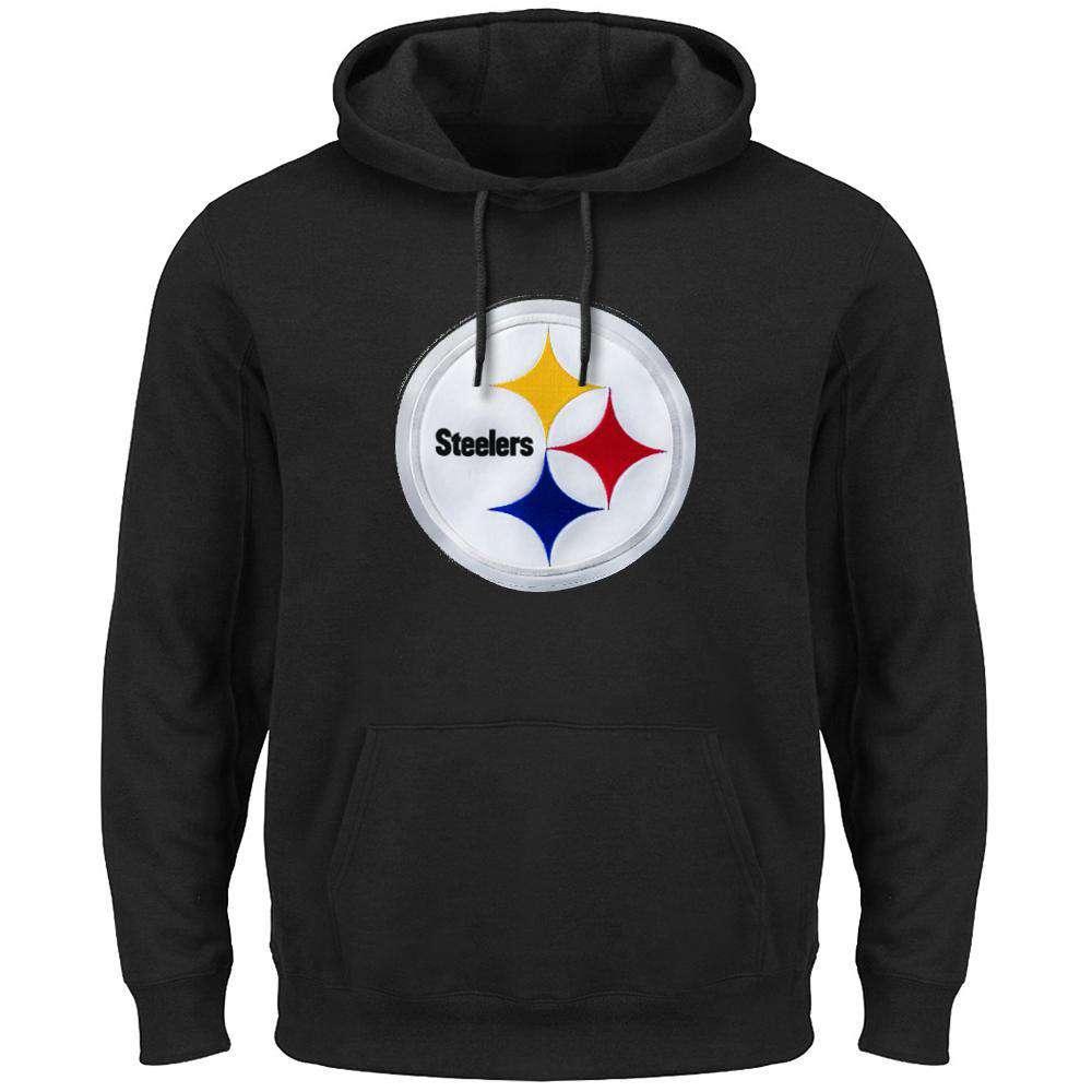 Majestic Athletic Jumpers Pittsburgh Steelers Majestic NFL Tek Patch Hoodie Jumper - Black