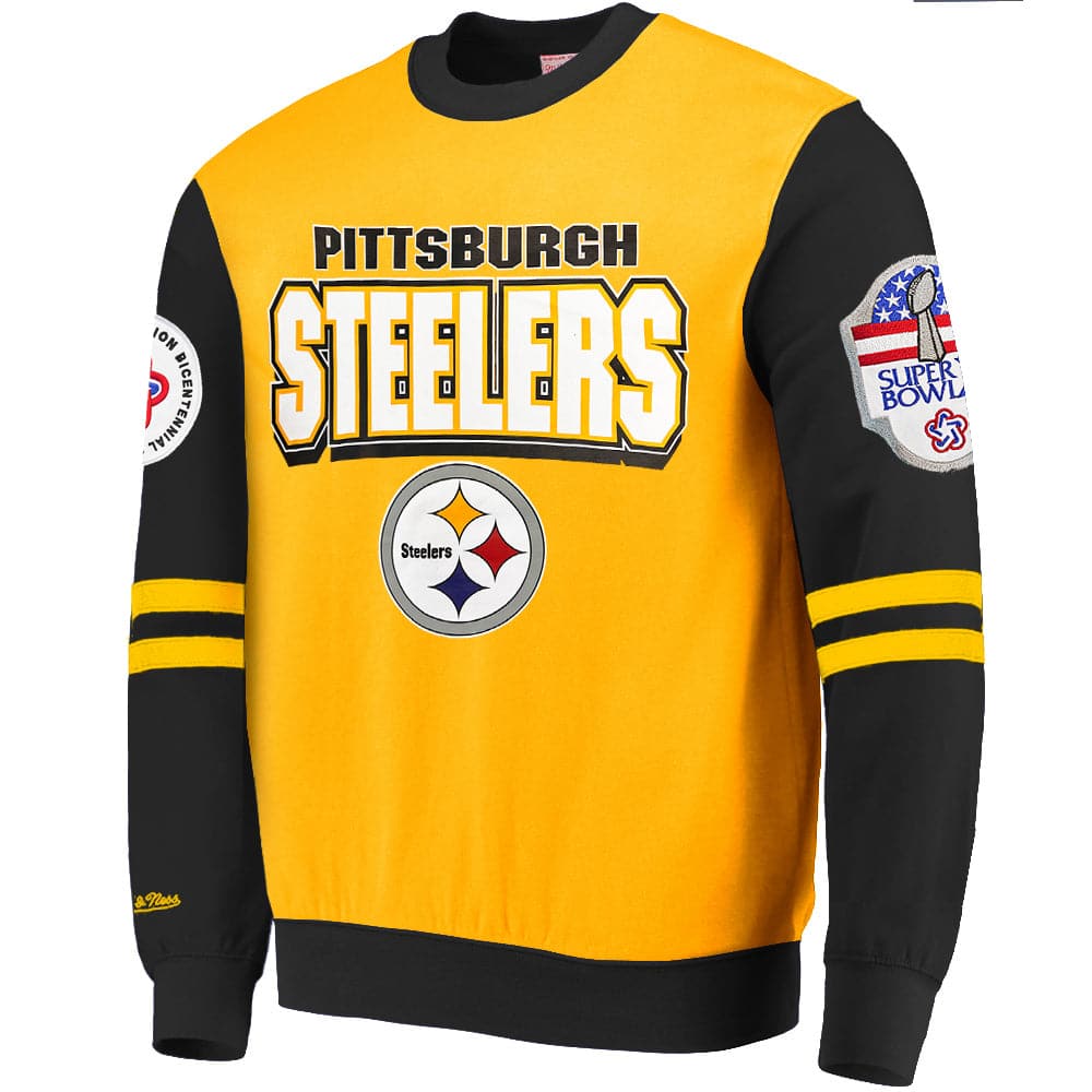 Mitchell And Ness Jumpers Pittsburgh Steelers Mitchell & Ness NFL All Over 2.0 Crew Jumper - Yellow