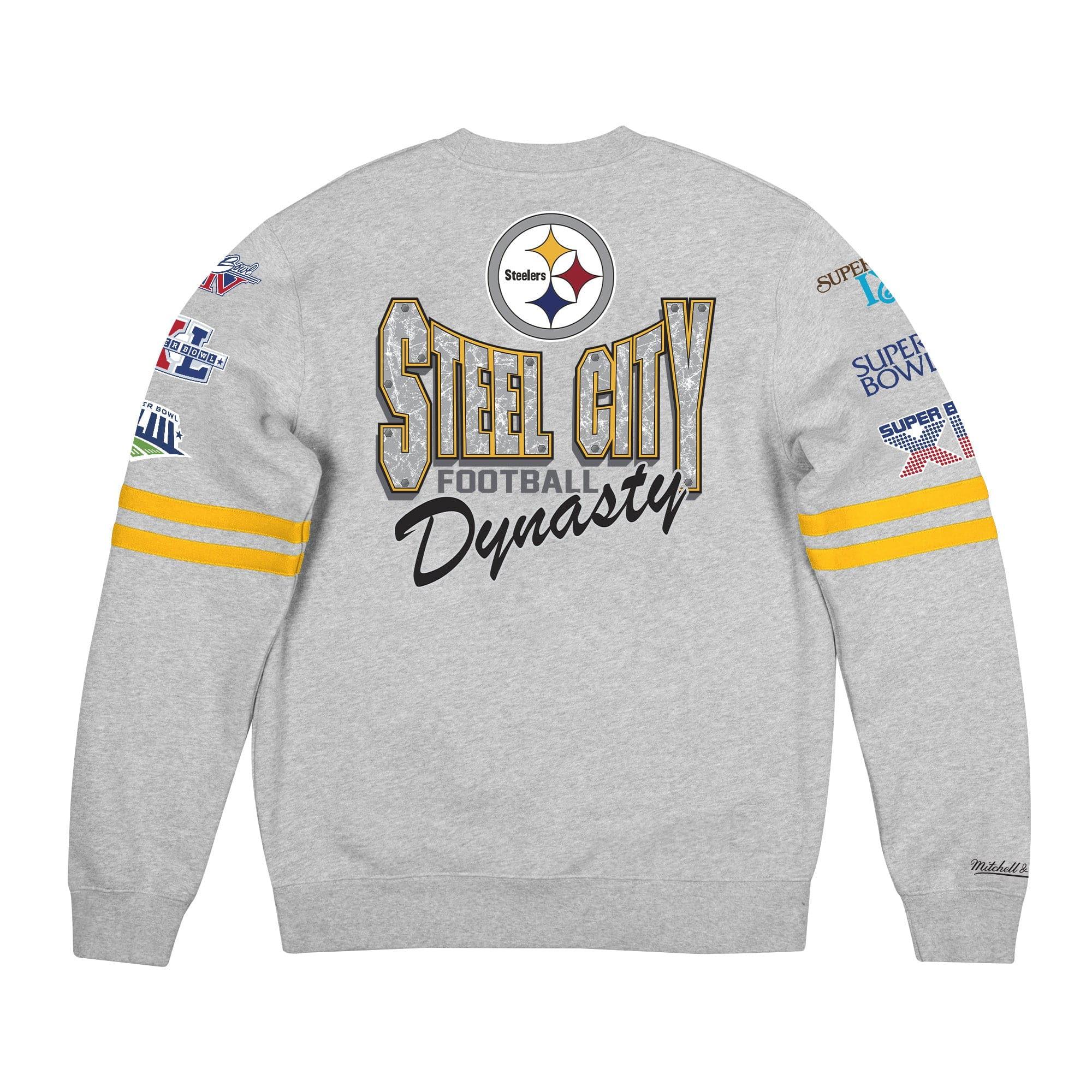 Mitchell And Ness Jumpers Pittsburgh Steelers Mitchell & Ness NFL All Over Champs Premium Crew Jumper - Grey