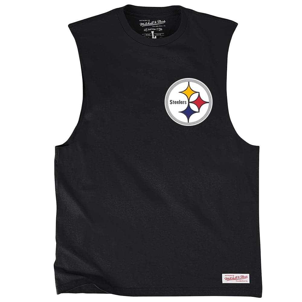 Mitchell And Ness T-Shirts Pittsburgh Steelers Mitchell & Ness NFL Retro Repeat Muscle T-Shirt - Black