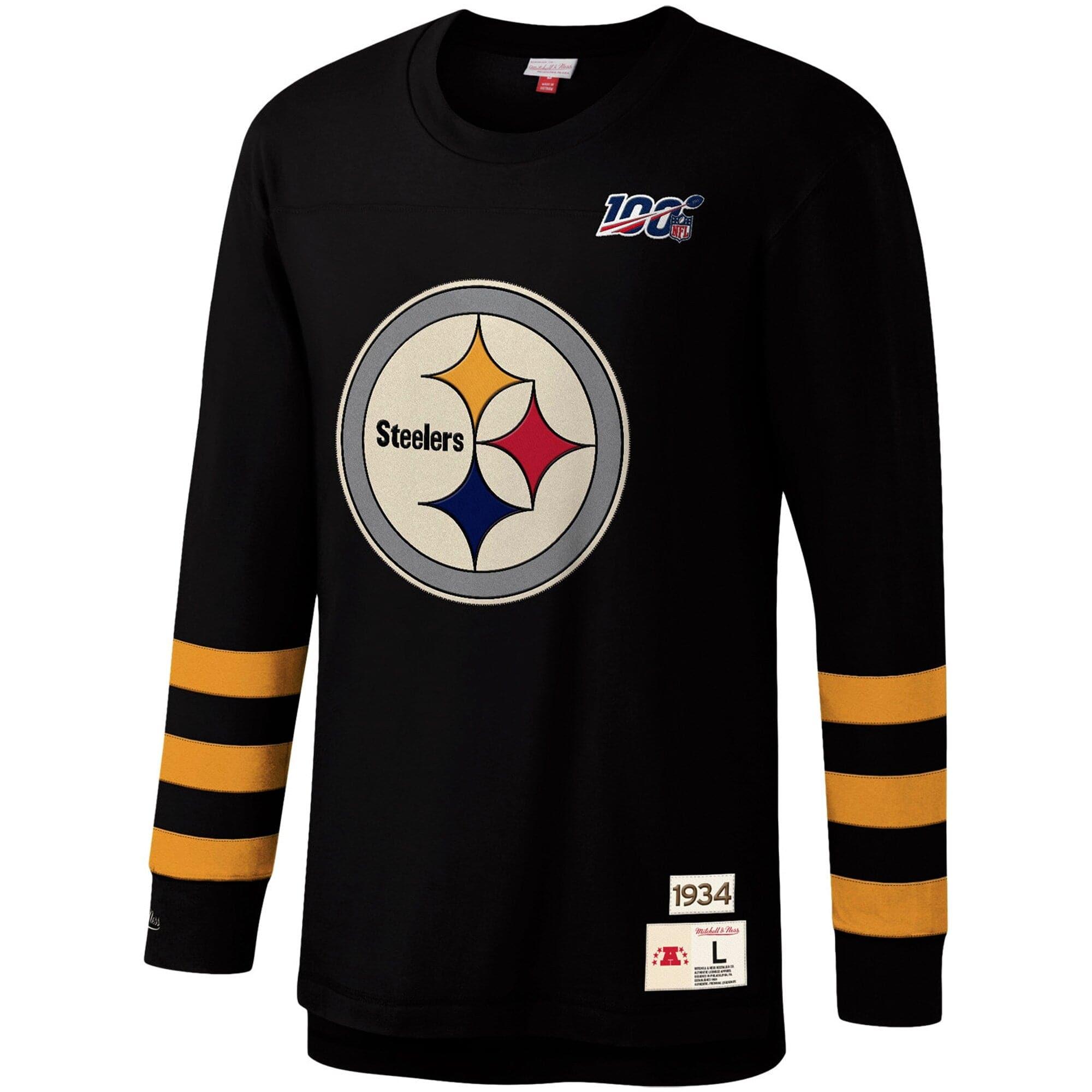 Mitchell And Ness T-Shirts Pittsburgh Steelers Mitchell & Ness NFL Team Inspired Long Sleeve T-Shirt - Black