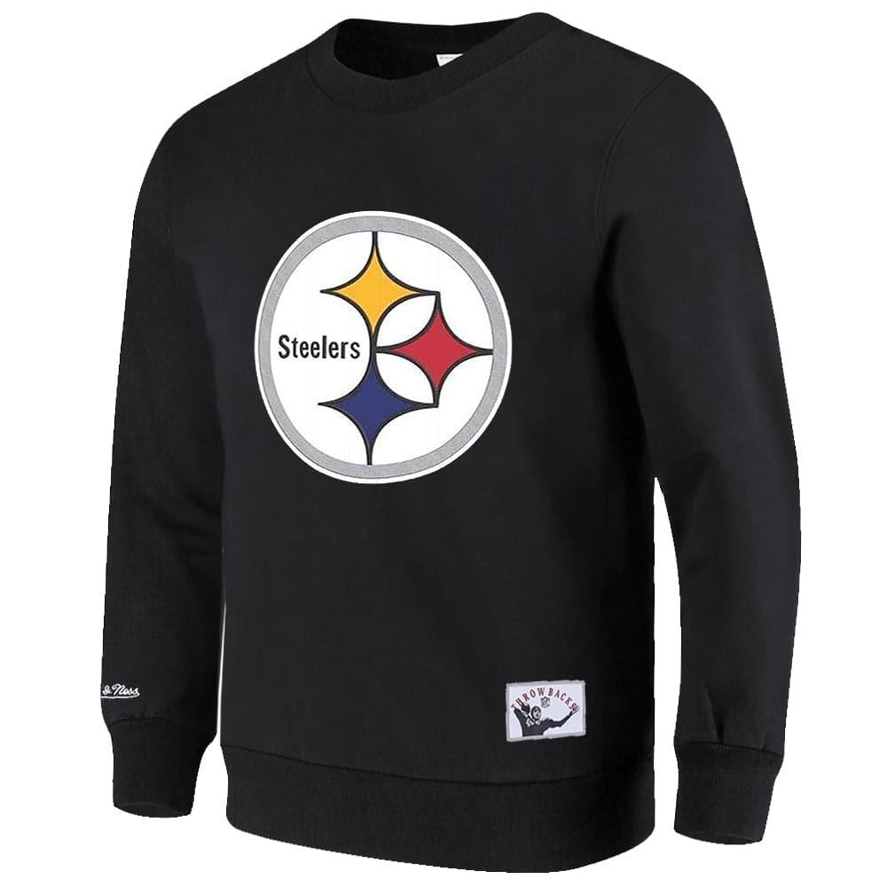 Mitchell And Ness Jumpers Pittsburgh Steelers Mitchell & Ness NFL Throwback Logo Crew Jumper - Black