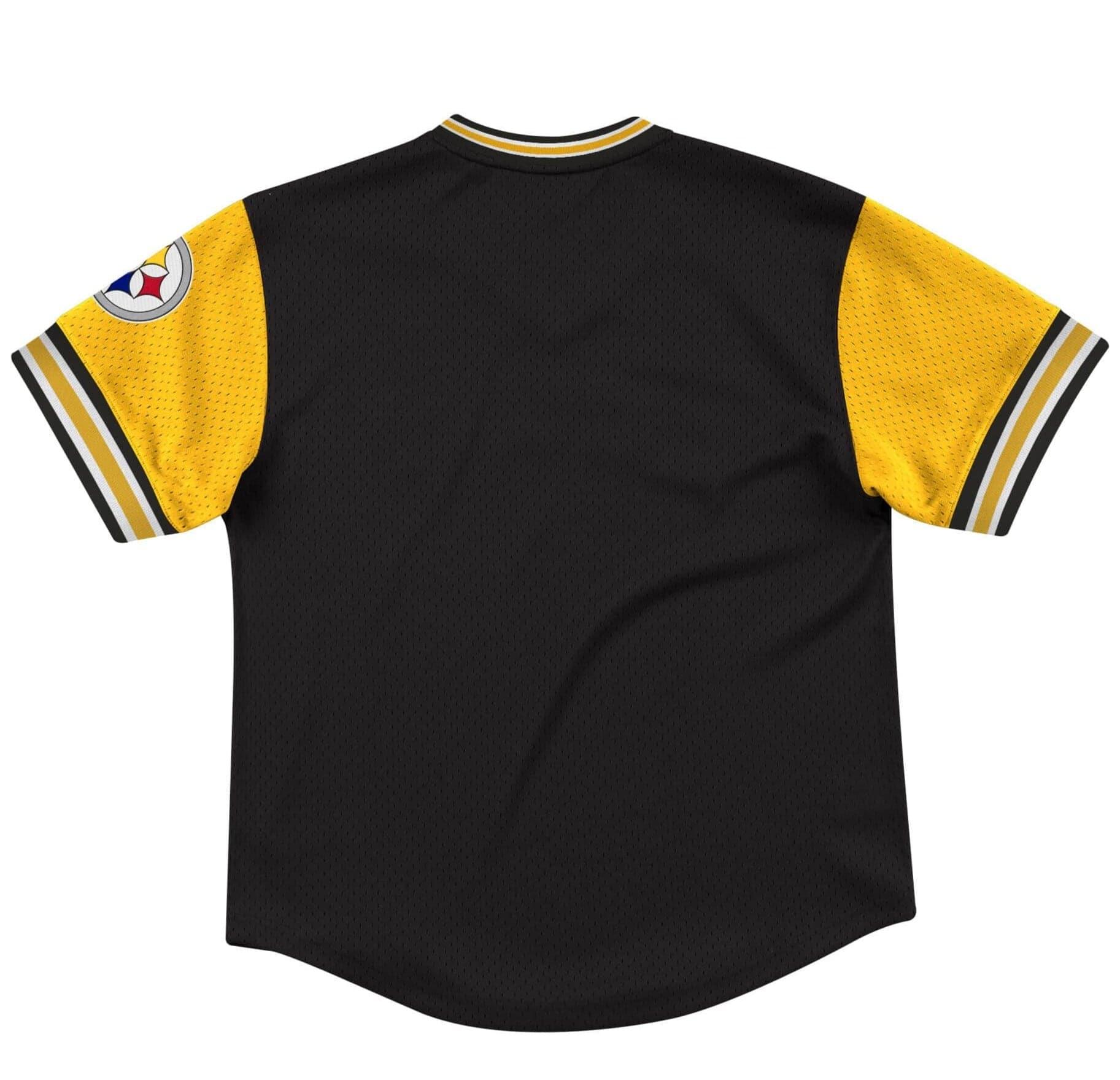 Mitchell And Ness T-Shirts Pittsburgh Steelers Mitchell & Ness NFL Top Prospect Mesh V- Neck - Black