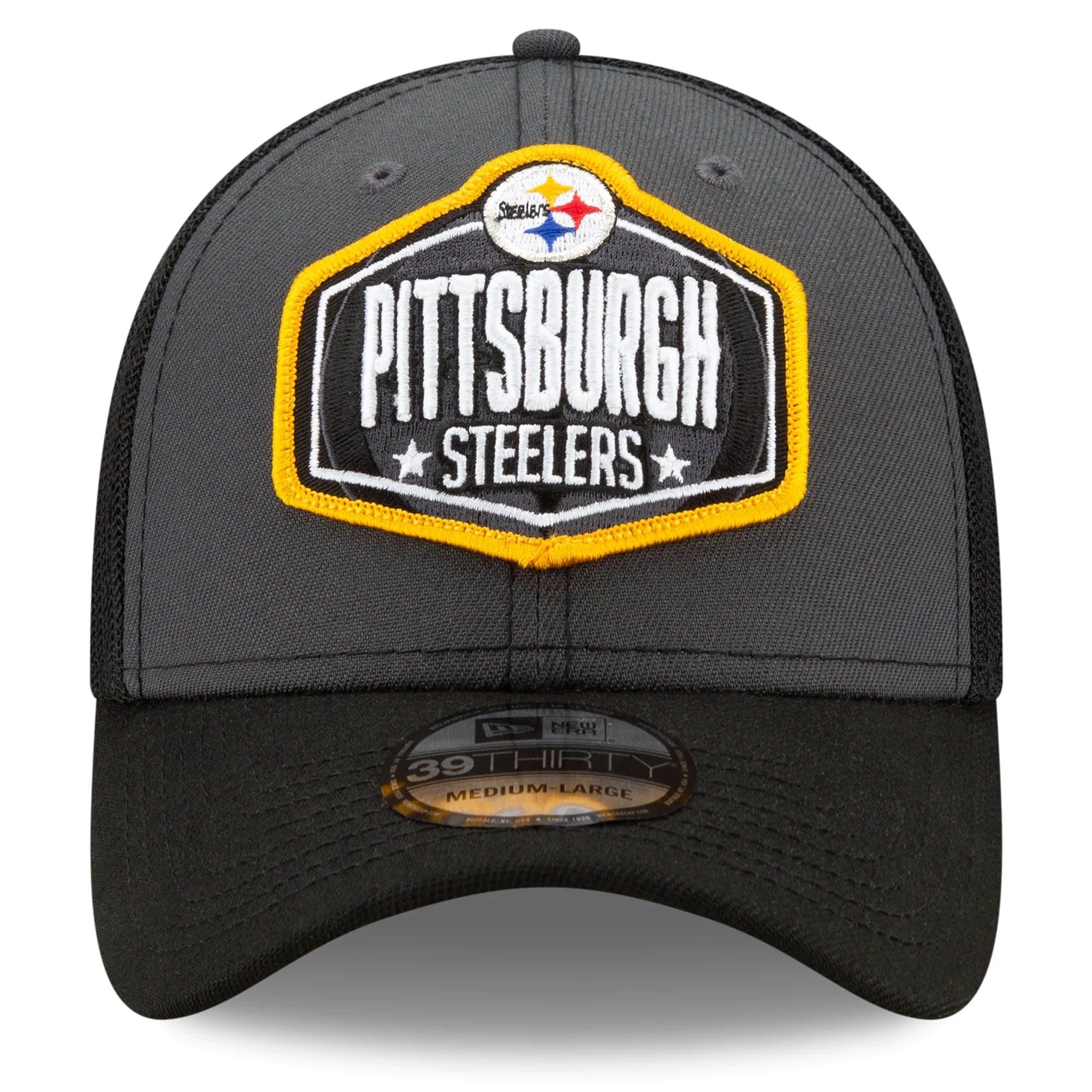 New Era Caps Pittsburgh Steelers New Era 2021 NFL Draft 39THIRTY Flex Fit Curve Hat - Graphite