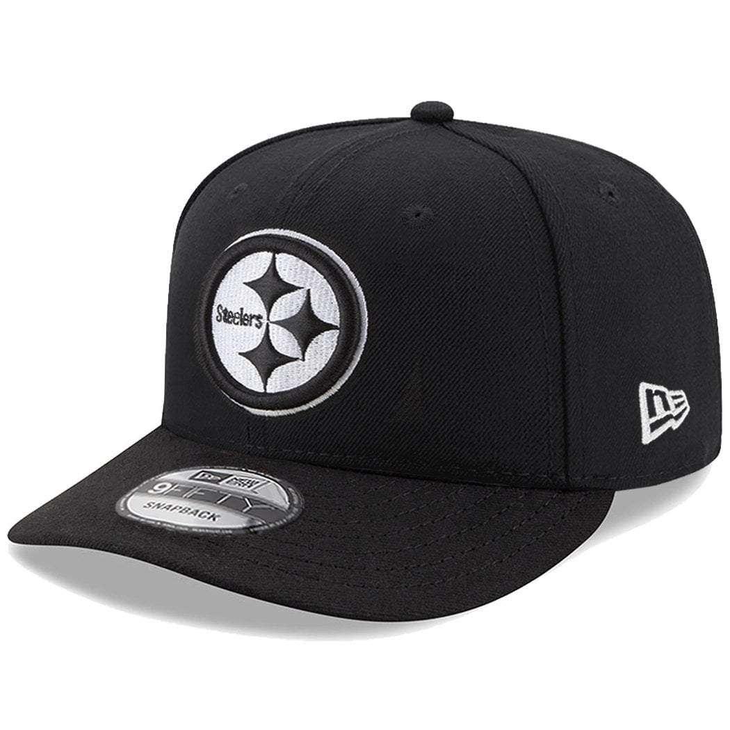 New Era Caps Pittsburgh Steelers New Era NFL Black & White Pre-Curved 9FIFTY Snapback Hat