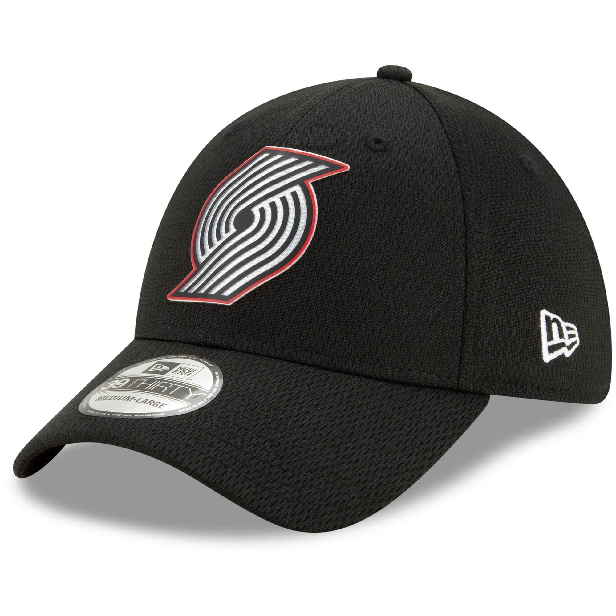 New Era Caps Portland Trail Blazers New Era NBA 2020 Back Half 39THIRTY Flex Fit Curve Hat - Black