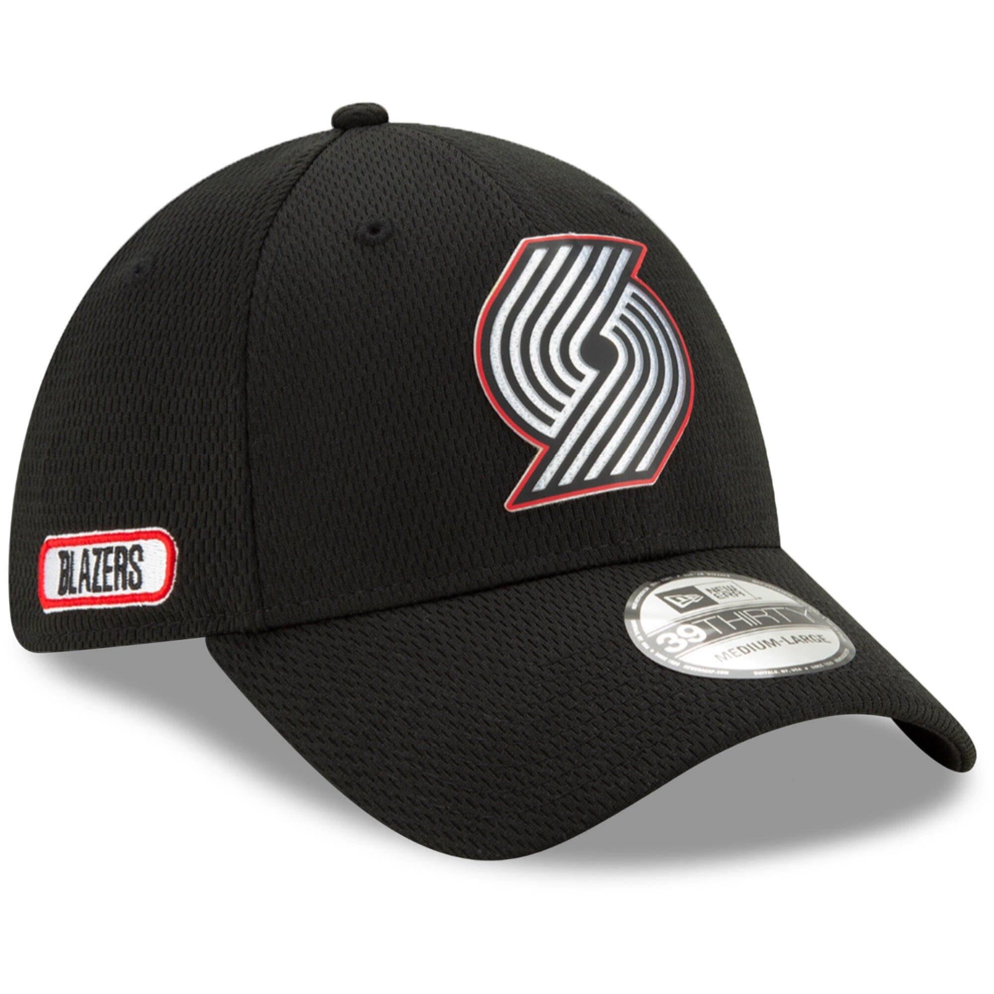 New Era Caps Portland Trail Blazers New Era NBA 2020 Back Half 39THIRTY Flex Fit Curve Hat - Black