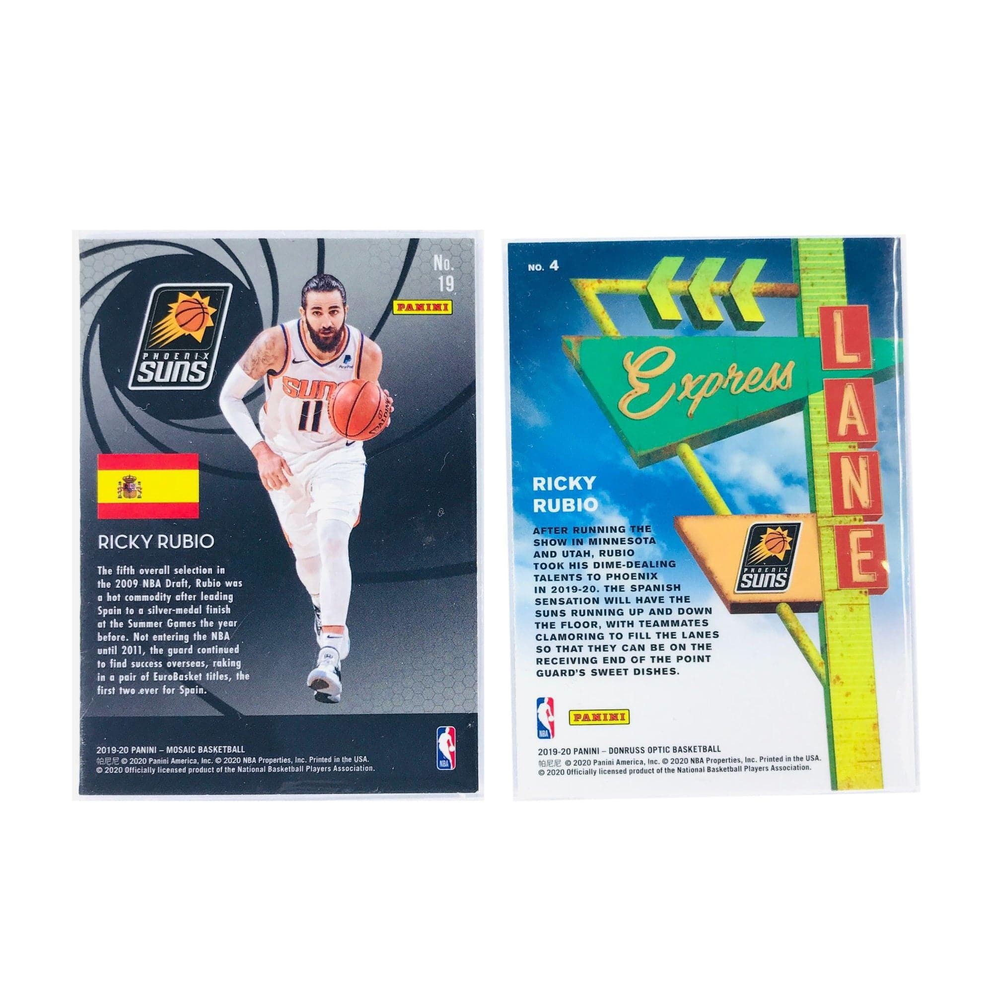 Panini Cards Ricky Rubio Phoenix Suns 19-20 Panini NBA 2 Card Insert Set