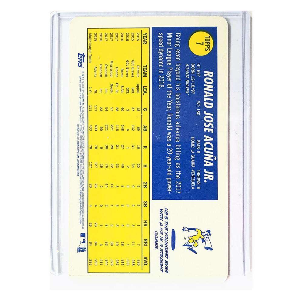Topps Cards Ronald Acuña Jr Atlanta Braves 2019 Topps Heritage Box Topper #7 Rookie Card