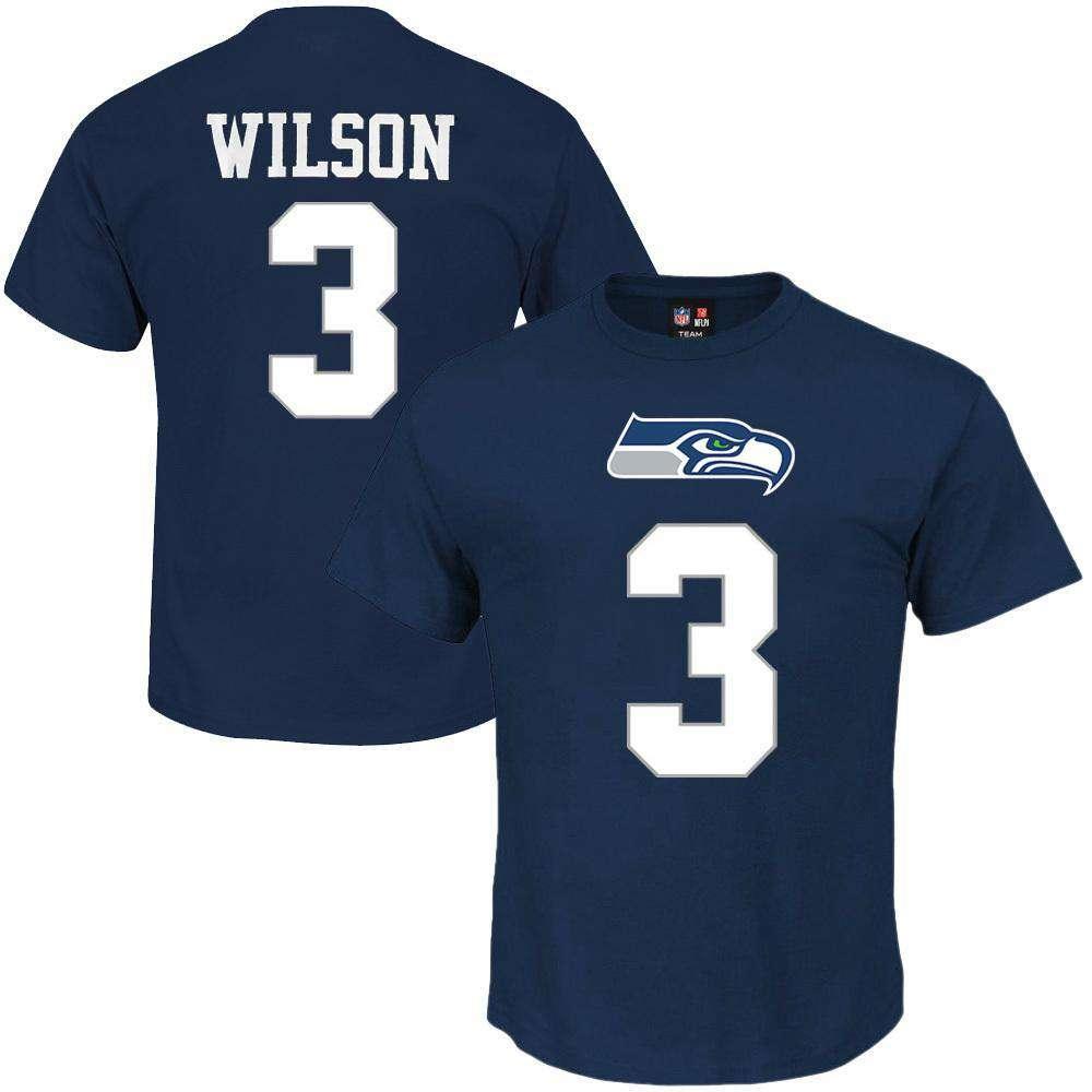 NFL Team Apparel T-Shirts Russell Wilson Seattle Seahawks NFL PA Player T-Shirt - Navy