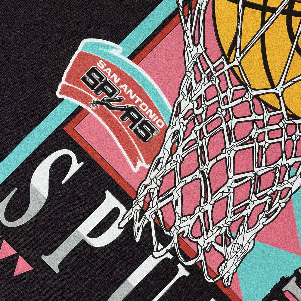 Mitchell And Ness T-Shirts San Antonio Spurs Mitchell & Ness NBA Champs Vibe Vintage T-Shirt - Faded Black