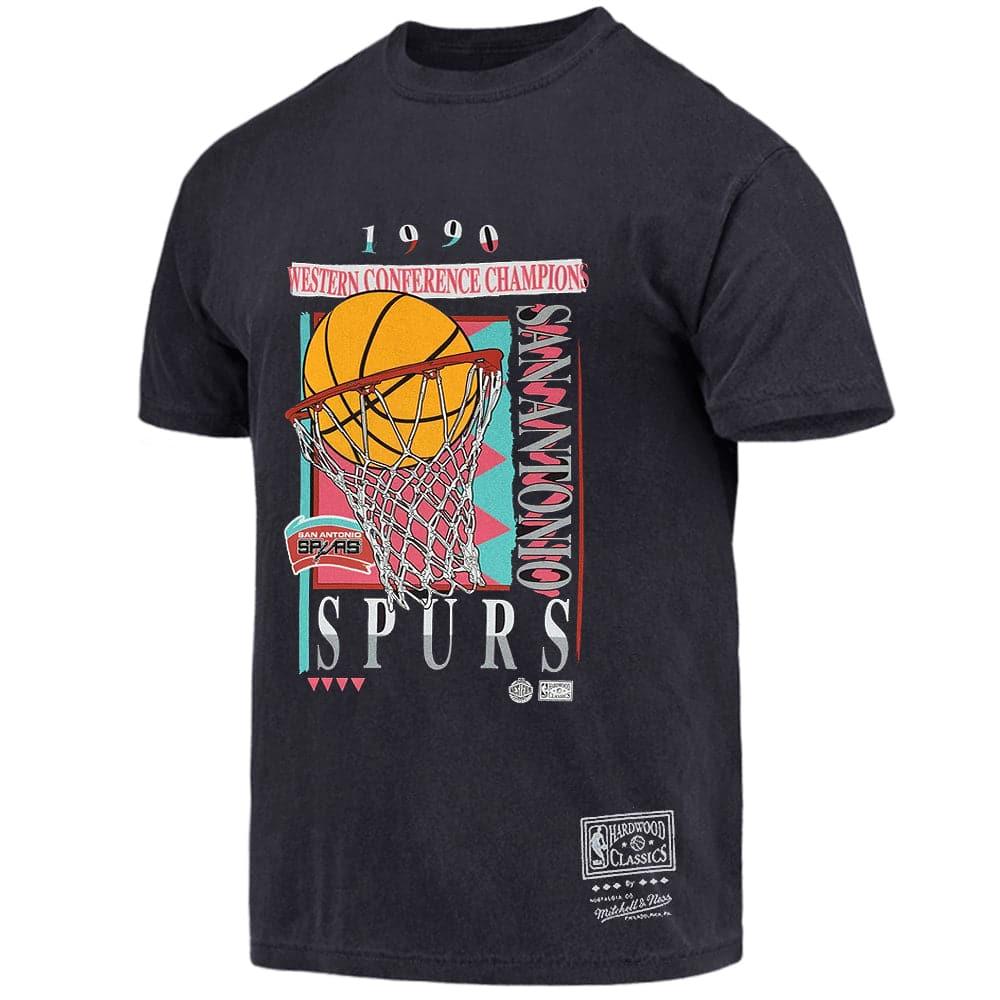 Mitchell And Ness T-Shirts San Antonio Spurs Mitchell & Ness NBA Champs Vibe Vintage T-Shirt - Faded Black