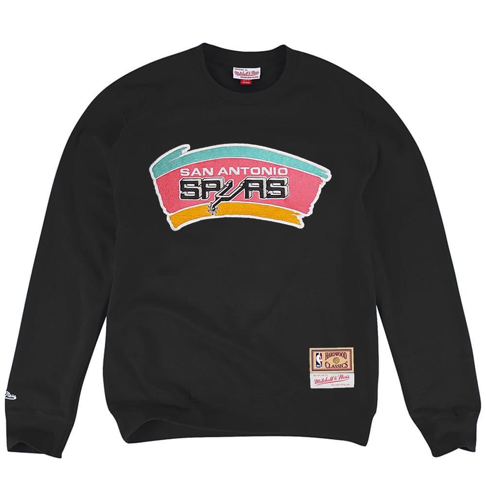 Mitchell And Ness Jumpers San Antonio Spurs Mitchell & Ness NBA Embroidered HWC Logo Crew Jumper - Black