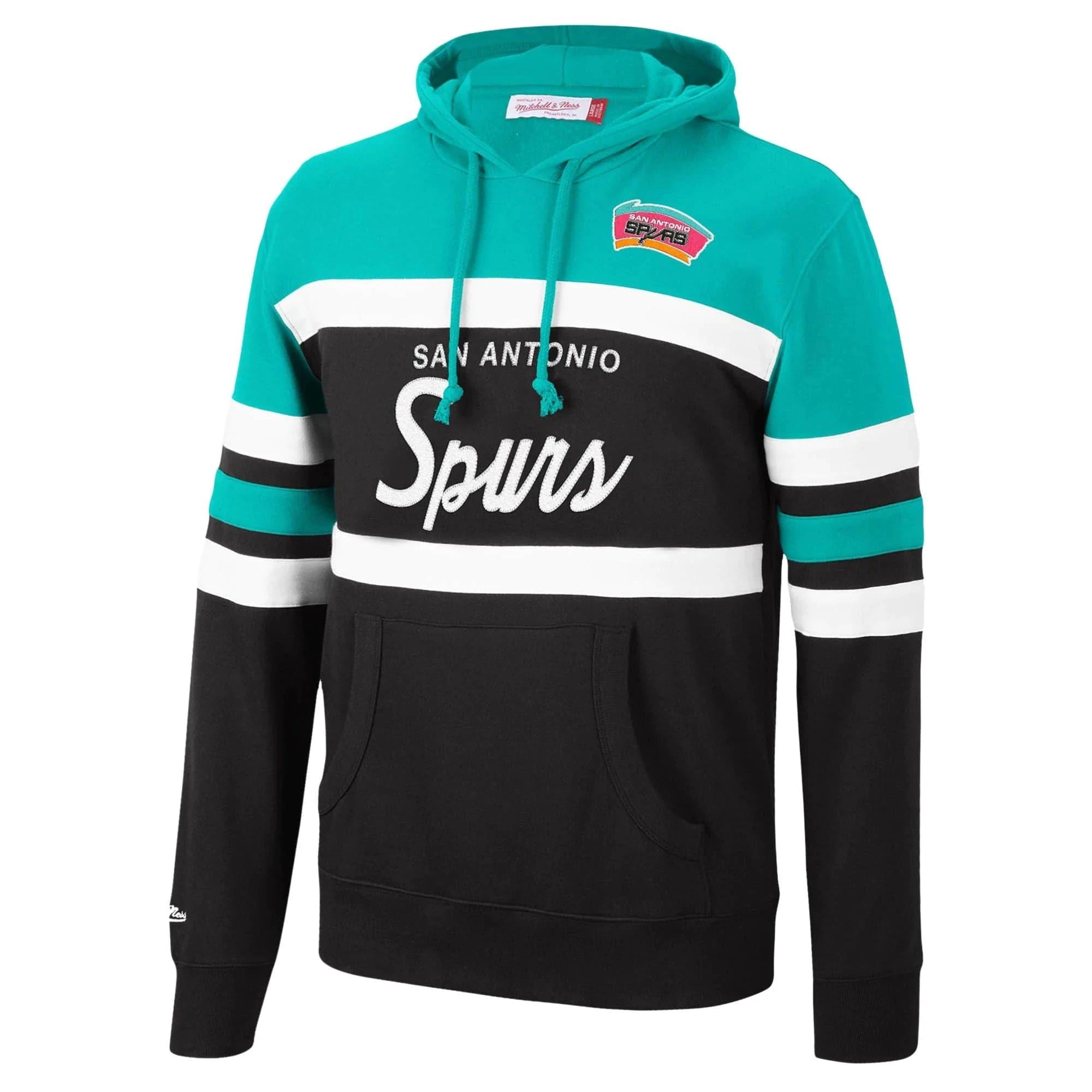 Mitchell And Ness Jumpers San Antonio Spurs Mitchell & Ness NBA Head Coach Hoodie Jumper - Teal