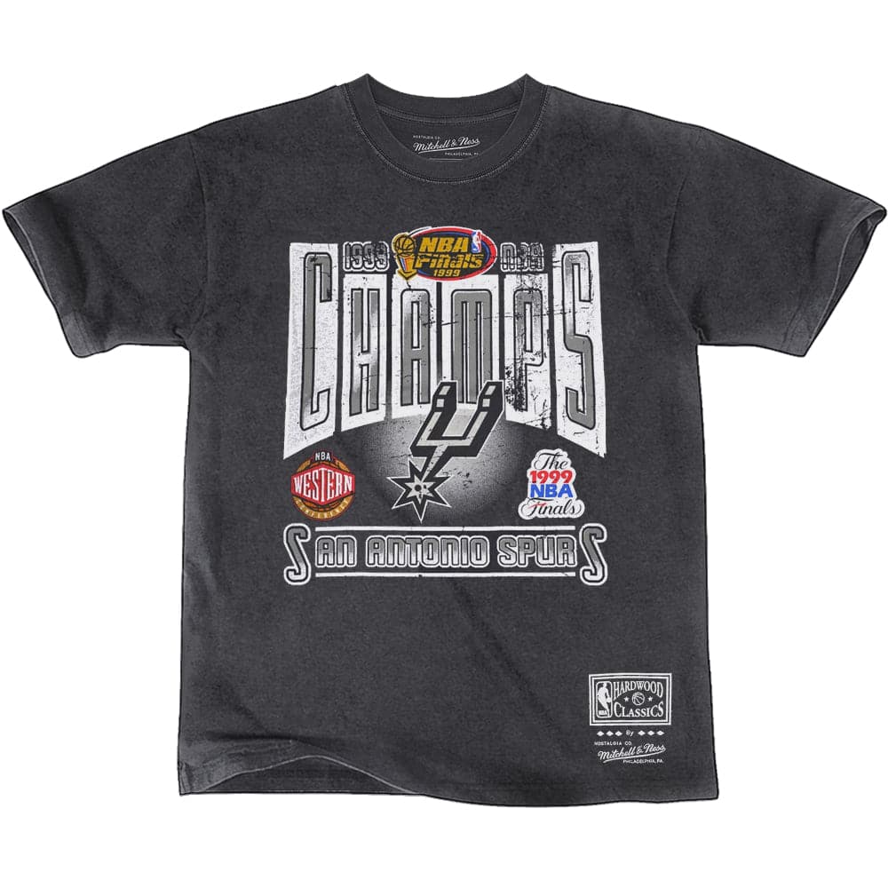 Mitchell And Ness T-Shirts San Antonio Spurs Mitchell & Ness NBA Winner Takes All Vintage T-Shirt - Faded Black