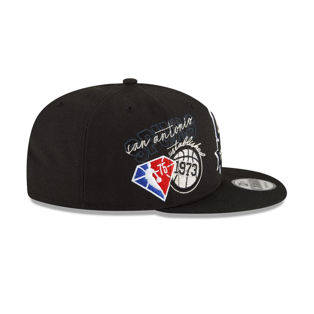 New Era Caps San Antonio Spurs New Era NBA 21-22 Back Half 9FIFTY Snapback Hat - Black