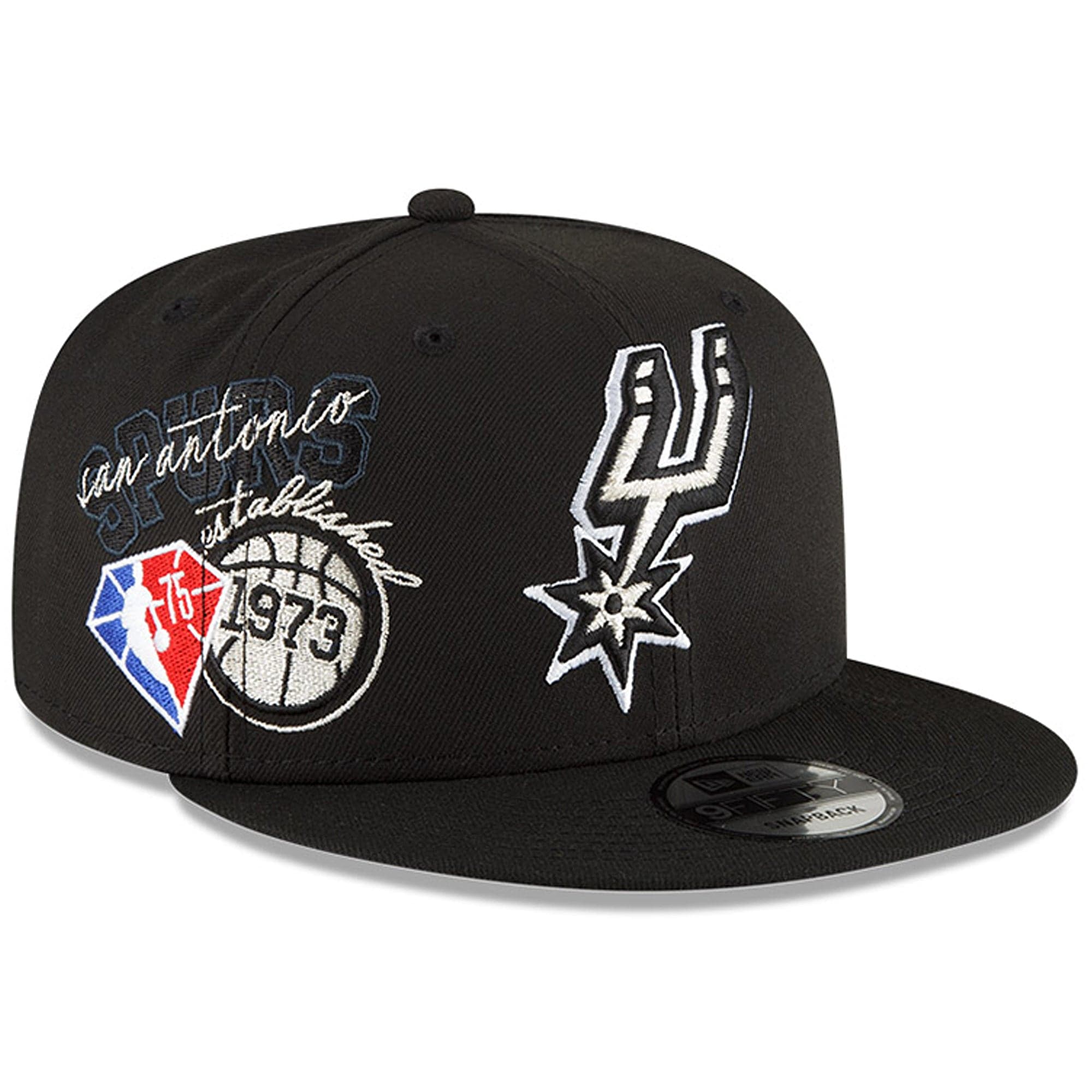 New Era Caps San Antonio Spurs New Era NBA 21-22 Back Half 9FIFTY Snapback Hat - Black