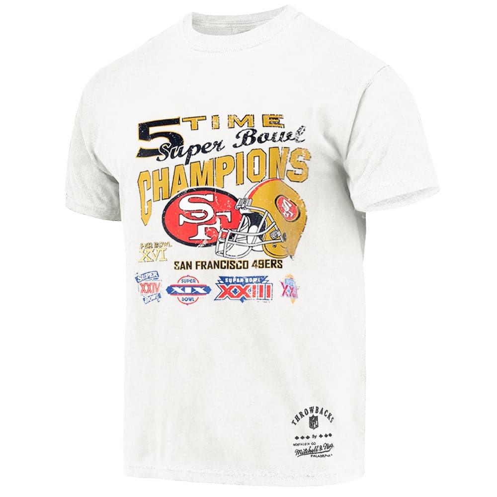 Mitchell And Ness T-Shirts San Francisco 49ers Mitchell & Ness NFL 5 x Champs Vintage T-Shirt - Vintage White
