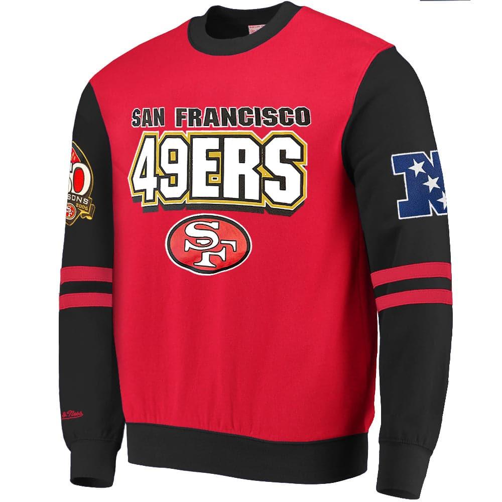 Mitchell And Ness Jumpers San Francisco 49ers Mitchell & Ness NFL All Over 2.0 Crew Jumper - Red