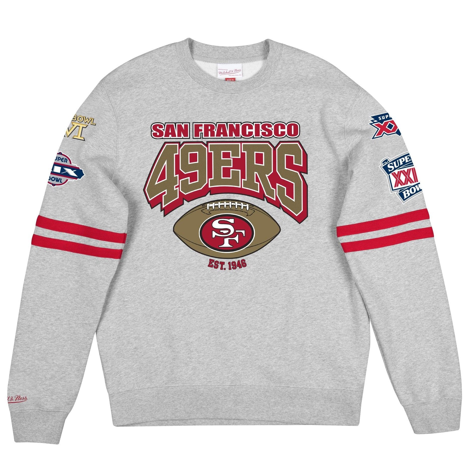 Mitchell And Ness Jumpers San Francisco 49ers Mitchell & Ness NFL All Over Champs Premium Crew Jumper - Grey