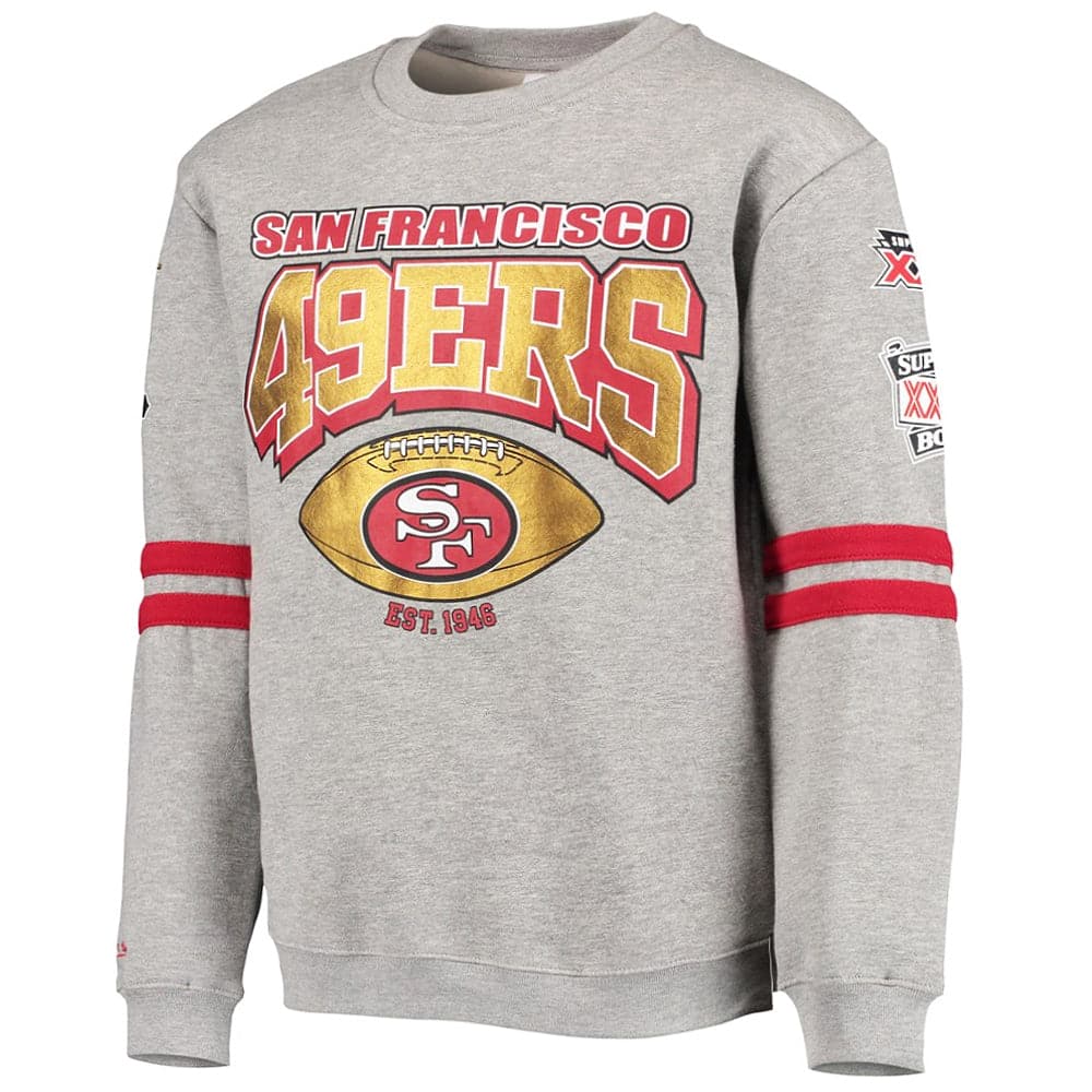 Mitchell And Ness Jumpers San Francisco 49ers Mitchell & Ness NFL All Over Champs Premium Crew Jumper - Grey