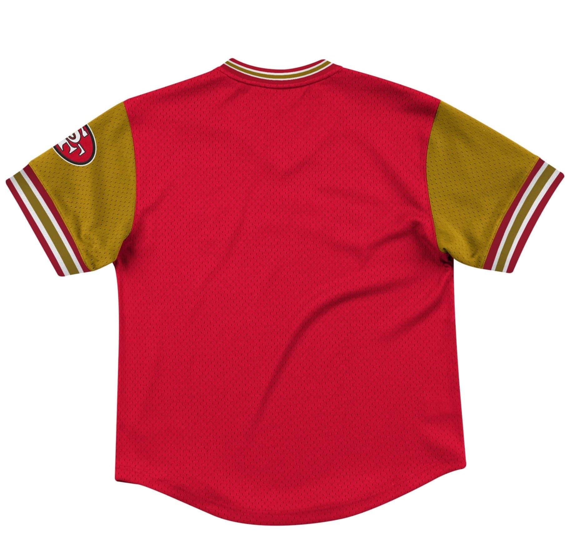 Mitchell And Ness T-Shirts San Francisco 49ers Mitchell & Ness NFL Top Prospect Mesh V- Neck - Red