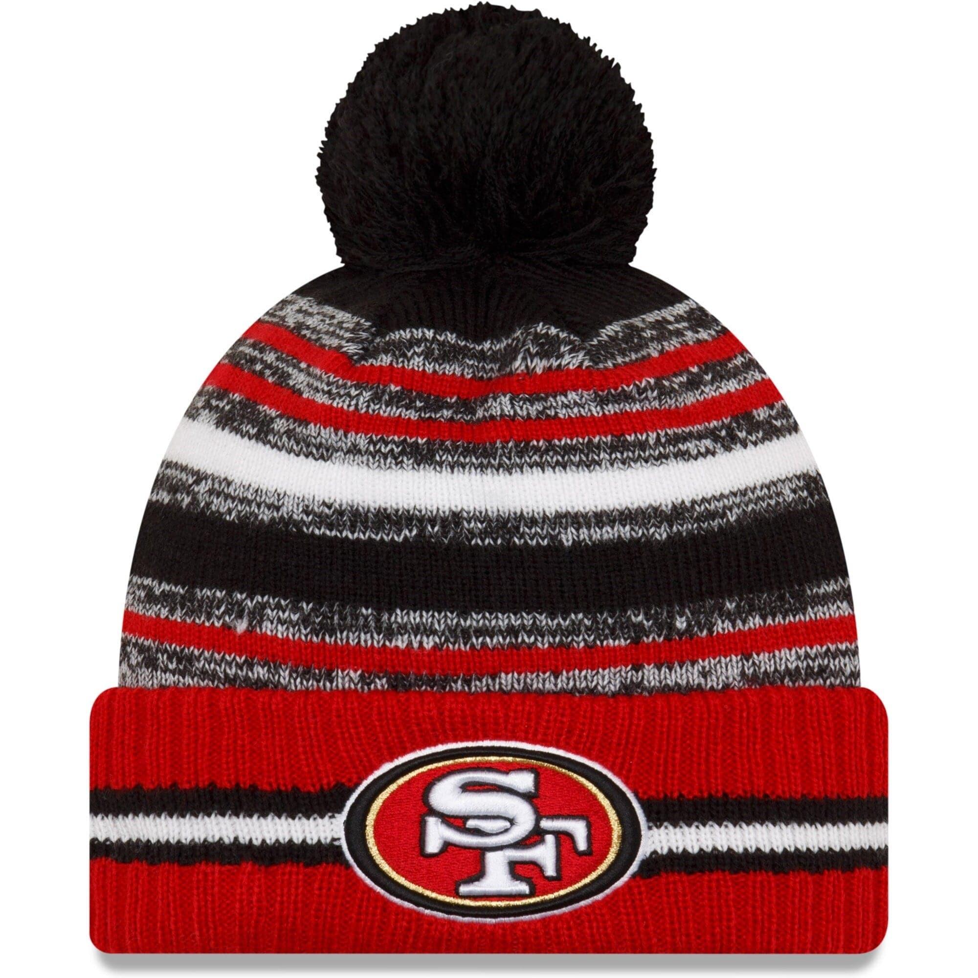 New Era Beanies San Francisco 49ers New Era NFL 2021 Sideline Team Pom Knit Beanie - Red
