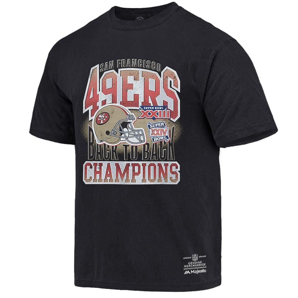 Majestic Athletic T-Shirts San Francisco 49ers NFL 88-89 Back To Back Champs Vintage T-Shirt - Faded Black
