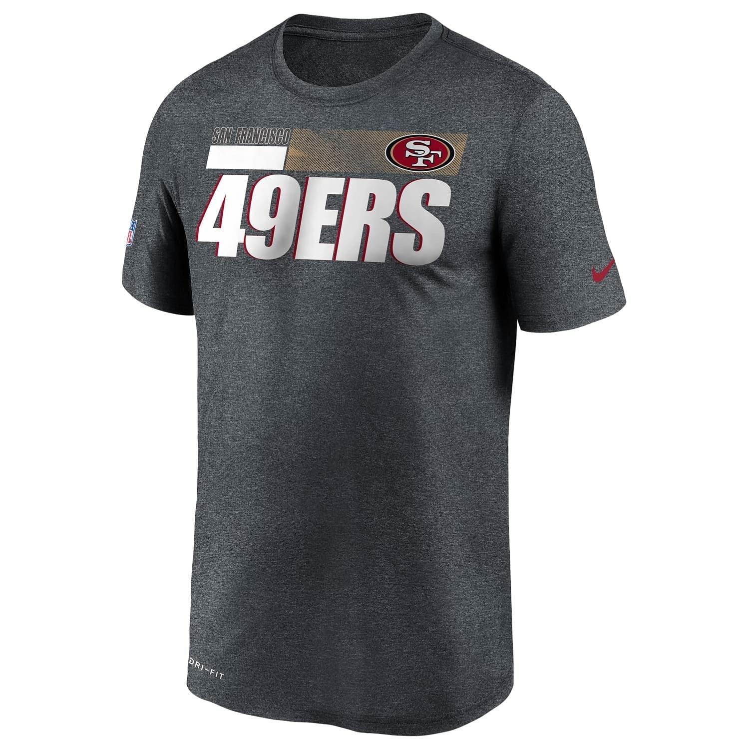 Nike T-Shirts San Francisco 49ers Nike NFL Team Name Sideline Legend Performance T-Shirt - Charcoal Heather