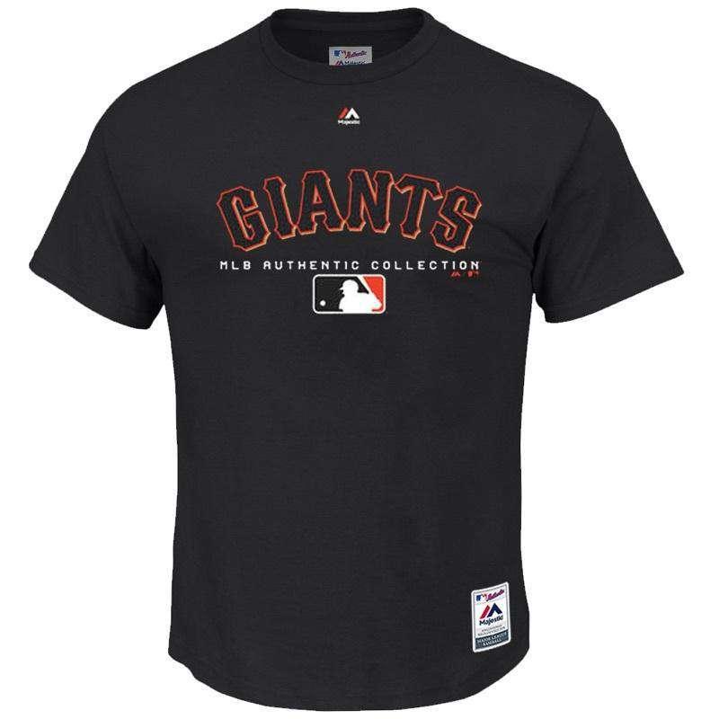 Majestic Athletic T-Shirts San Francisco Giants Majestic MLB Authentic Team Drive T-Shirt - Black