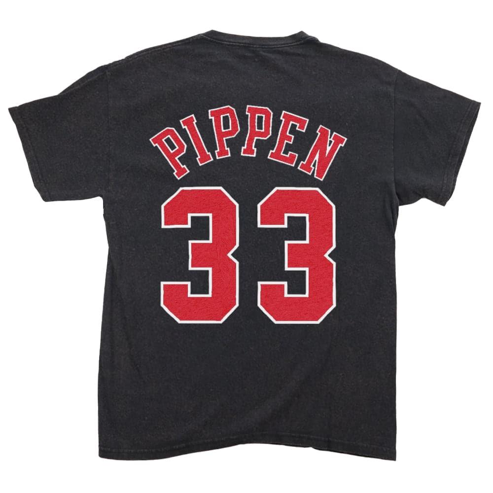 Mitchell And Ness T-Shirts Scottie Pippen Chicago Bulls Mitchell & Ness NBA Name & Number T-Shirt - Vintage Black