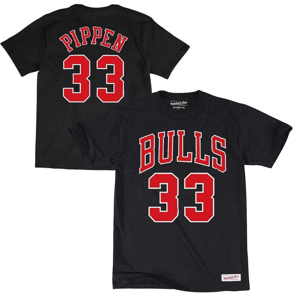 Mitchell And Ness T-Shirts Scottie Pippen Chicago Bulls Mitchell & Ness NBA Player T-Shirt - Black