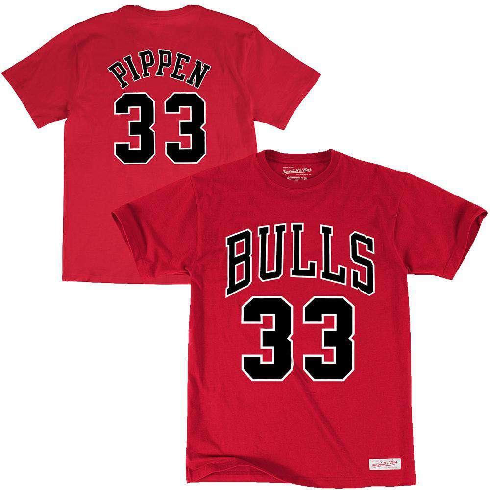 Mitchell And Ness T-Shirts Scottie Pippen Chicago Bulls Mitchell & Ness NBA Player T-Shirt - Red