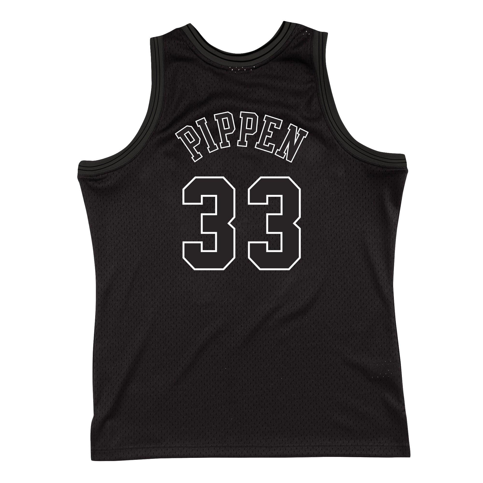 Mitchell And Ness Jerseys Scottie Pippen Chicago Bulls Mitchell & Ness NBA White Logo Swingman Jersey - Black