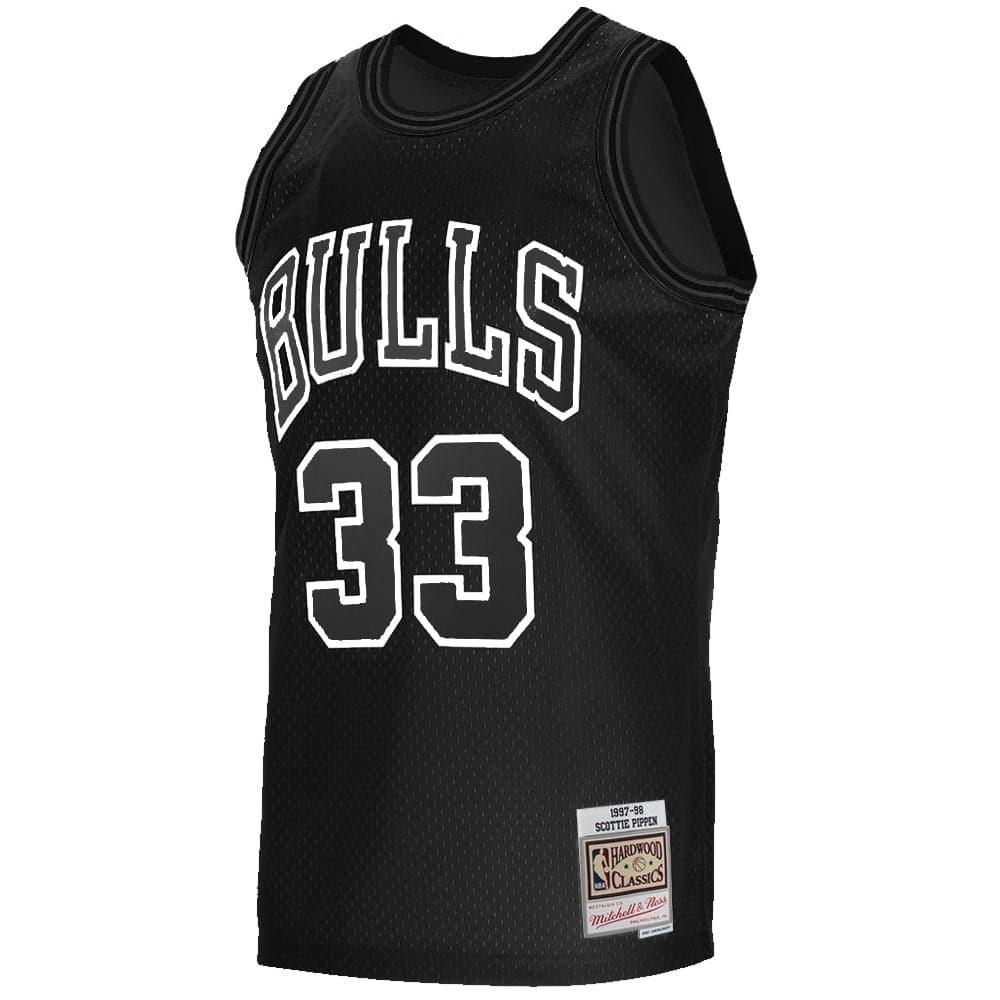 Mitchell And Ness Jerseys Scottie Pippen Chicago Bulls Mitchell & Ness NBA White Logo Swingman Jersey - Black