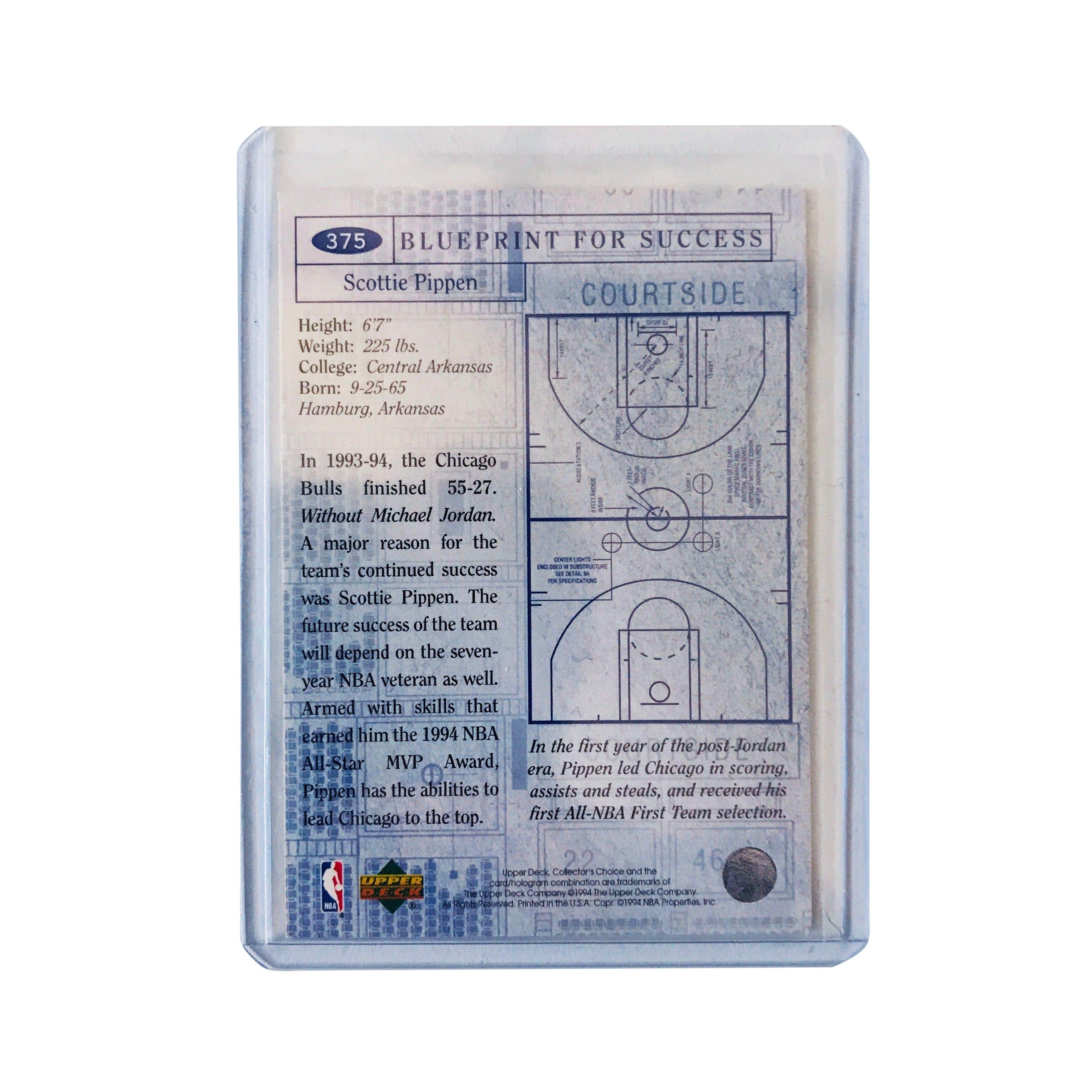 Upper Deck Cards Scottie Pippen Chicago Bulls Upper Deck NBA Blueprint Silver Signature 375 Card