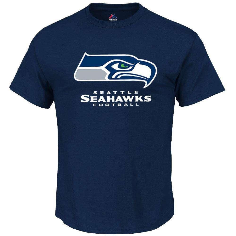 Majestic Athletic T-Shirts Seattle Seahawks Majestic NFL Critical Victory T-Shirt - Navy