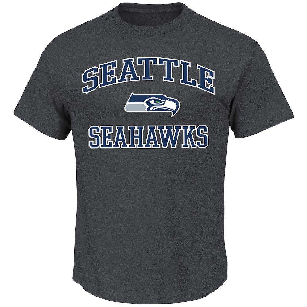 Majestic Athletic T-Shirts Seattle Seahawks Majestic NFL Heart & Soul T-Shirt - Charcoal