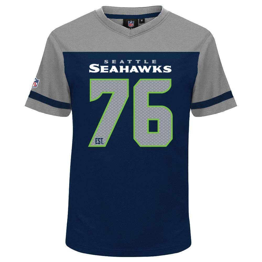 Majestic Athletic T-Shirts Seattle Seahawks Majestic NFL Poly Mesh Jersey Shirt - Navy