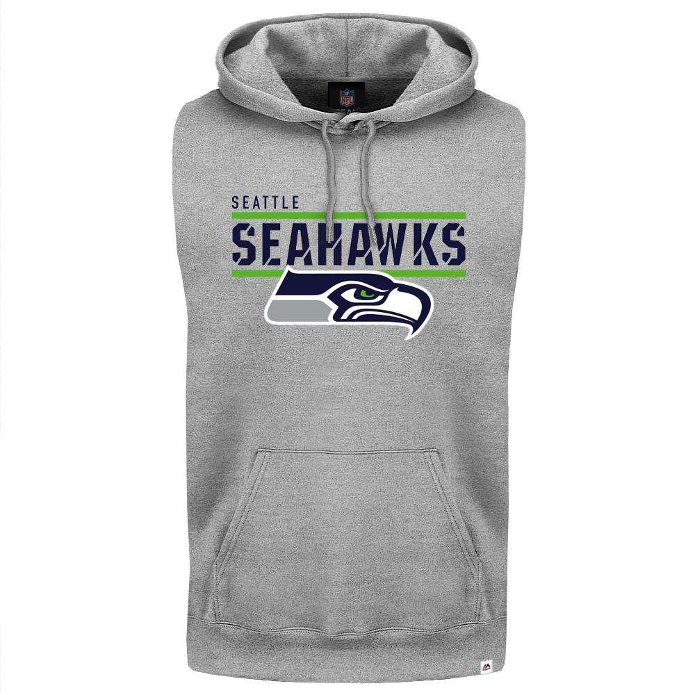 Majestic Athletic Jumpers Seattle Seahawks Majestic NFL Team Flex Sleeveless Hoodie Jumper - Grey