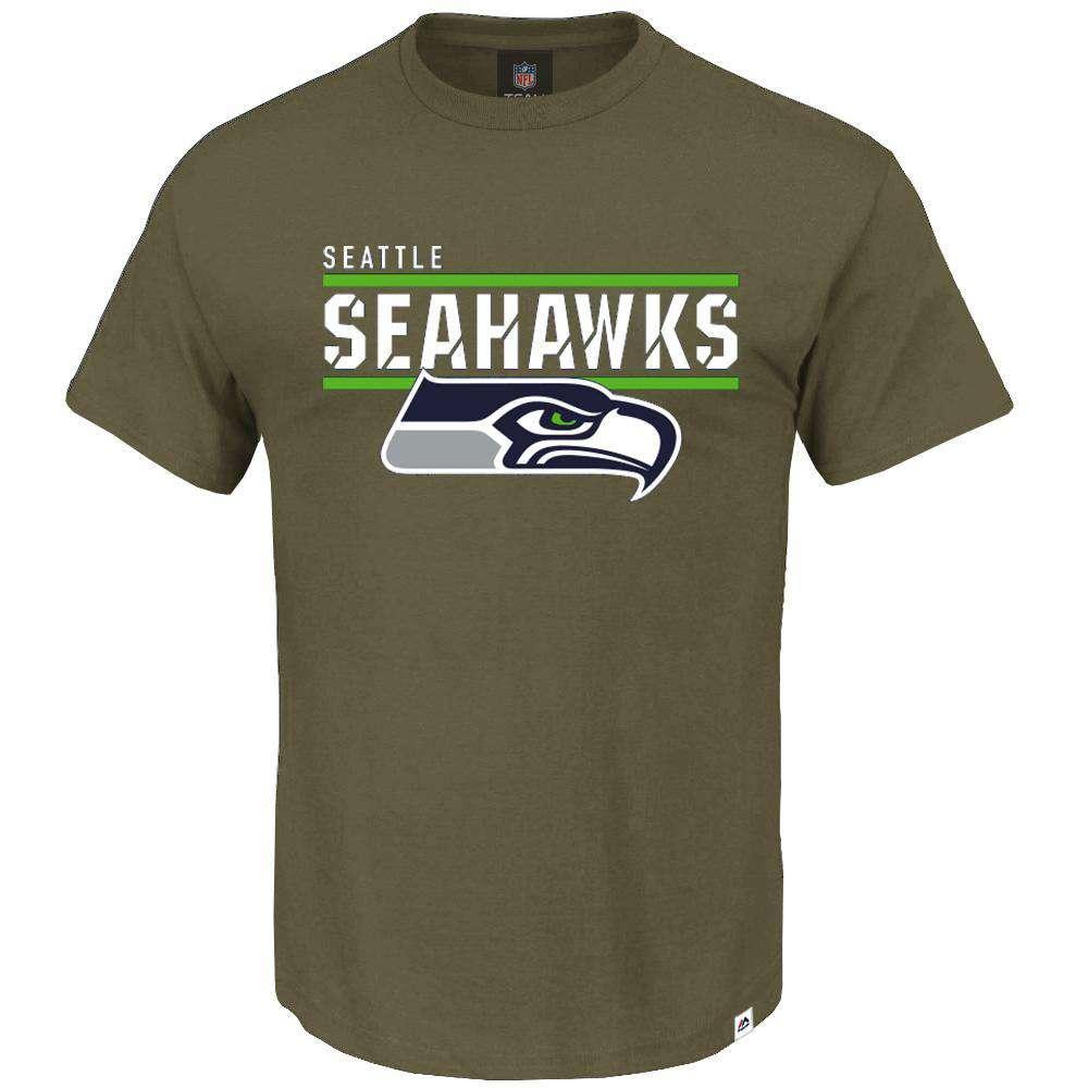 Majestic Athletic T-Shirts Seattle Seahawks Majestic NFL Team Flex T-Shirt - Army