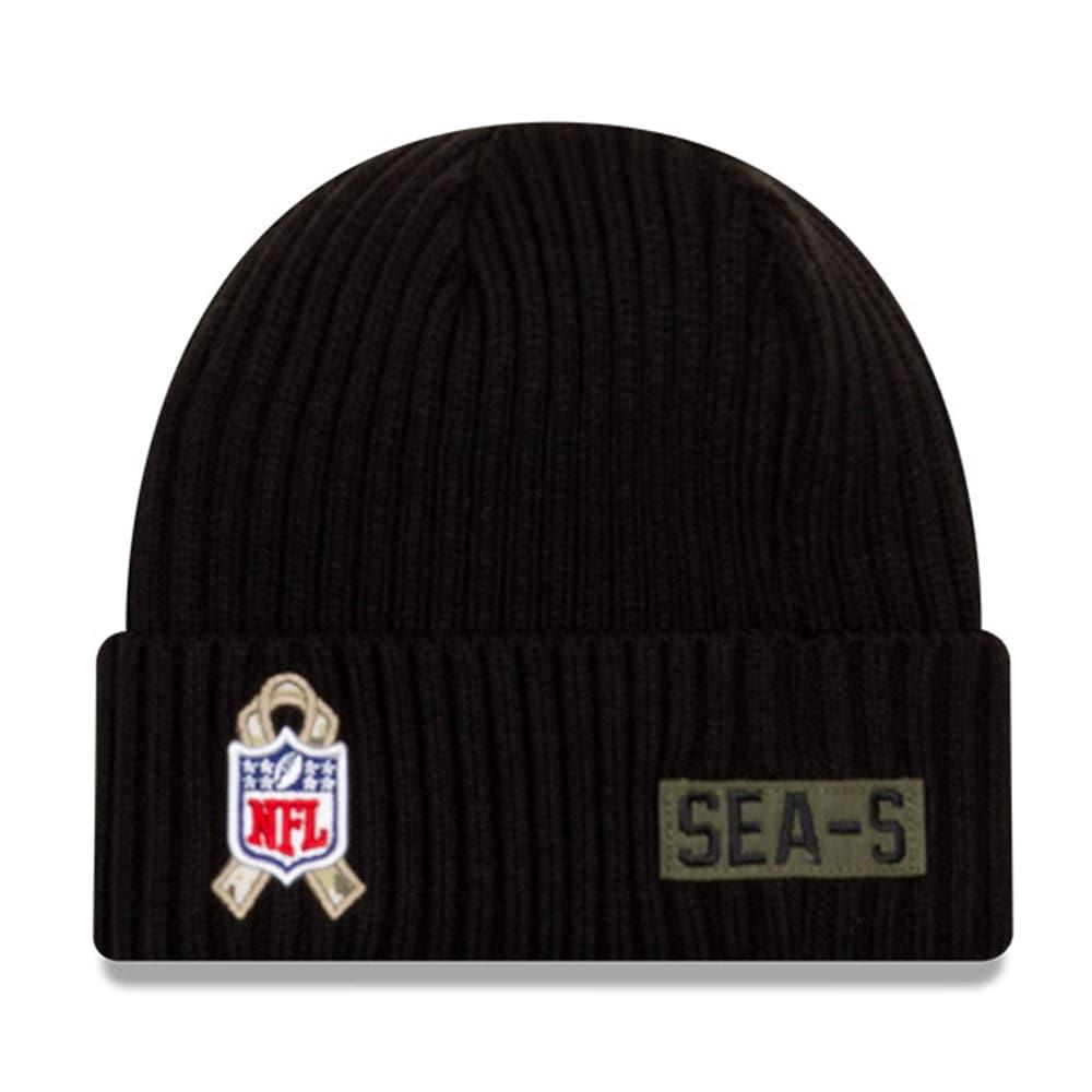 New Era Beanies Seattle Seahawks New Era NFL 2020 Salute To Service Cuffed Knit Beanie - Black