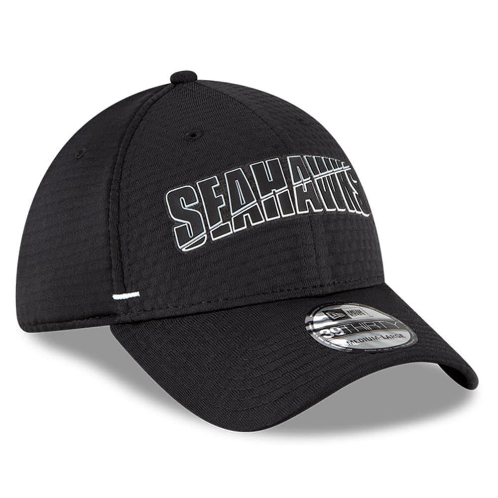 New Era Caps Seattle Seahawks New Era NFL 2020 Summer Sideline 39THIRTY Flex Fit Curve Hat - Black