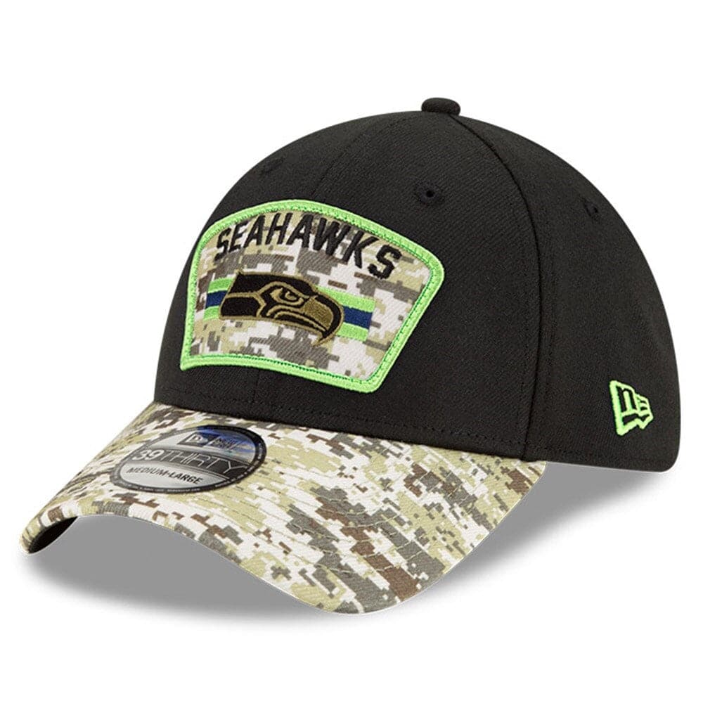 New Era Caps Seattle Seahawks New Era NFL 2021 Salute To Service 39THIRTY Flex Fit Hat - Black